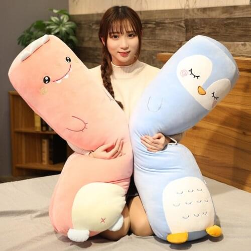 1pc 70/85/100CM Lovely Penguin Dinosaur Husky Plush Toys Stuffed Animal Long Pillow Cartoon Duck ChildrenSleep Nap Cushion Dolls