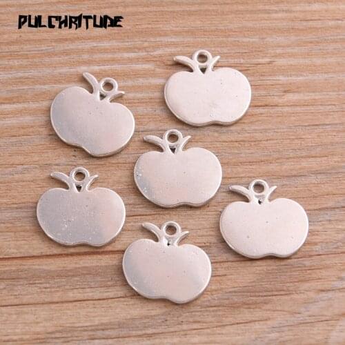10pcs 17*18mm Antique Silver color color Color Metal Zinc Alloy Fruit Apple Charms Fit Jewelry Medical Plant Pendant Makings