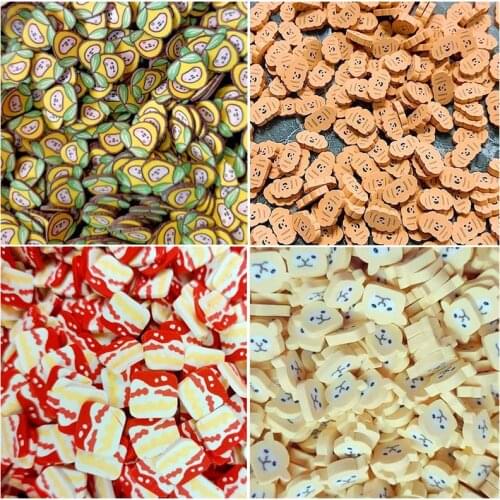 100g Cartoon Corn Croissant Slices Polymer Hot Clay Sprinkles for Nails Art Craft DIY Making Slime Accessories Phone Decor 10mm