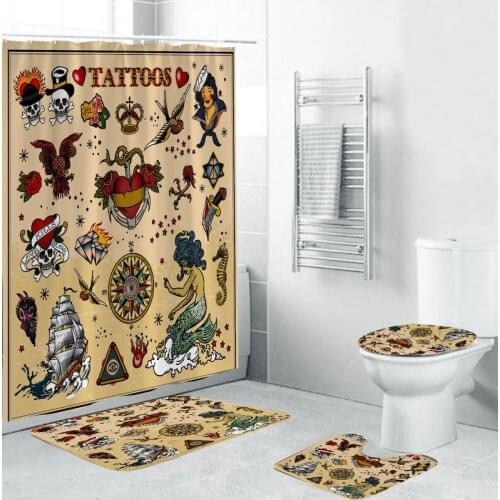 3D Mix And Match Pattern Bathroom Bath Mat Set Toilet Carpet Flannel Non-Slip Toilet Carpet Shower Room Carpet Floor Mat