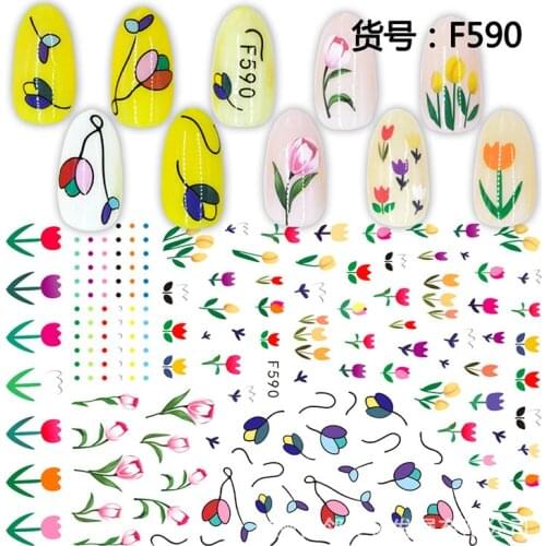 3D Nail Sticker Simple FLower Dot Slider Nails Art Decoration Wraps Decals Cute Design Adhesive Manicure Tips Stickers Pegatina