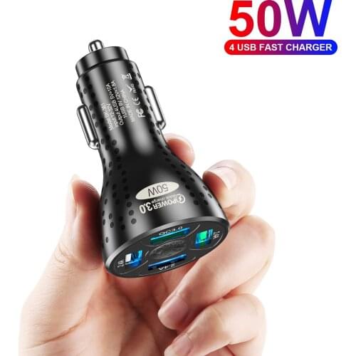 4 Ports USB Car Charge QC3.0 Quick Mini Fast Charging Mobile Phone Charger Adapter in Car For iPhone 11 Xiaomi Samsung Huawei