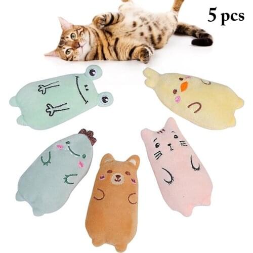 5 Pcs/Set Plush Cat Toy Interactive Cat Teeth Grinding Catnip Toy Funny Kitten Chewing Bite-Resistant Toys Pet Cats Accessories