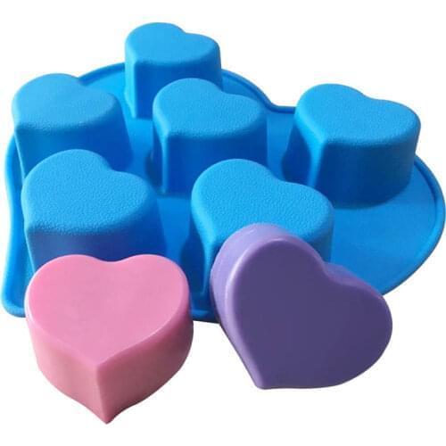 6 Cavities Heart Shape Silicone Soap Mold Soap Making Set DIY Cake Chocolate Mold Cake Decorating Tools Mold for Soap Making