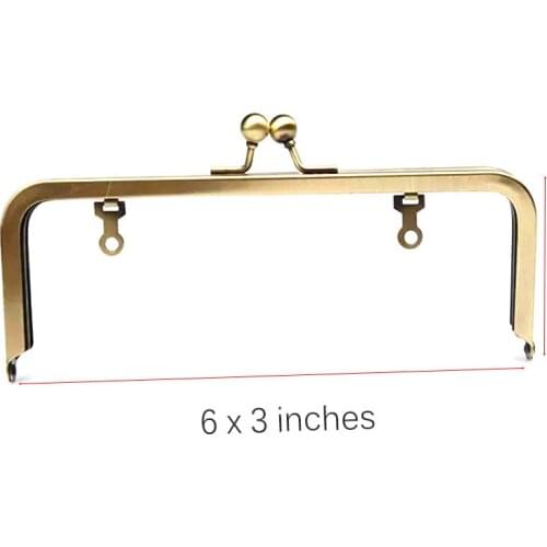 6x3 inches Square no hole bronze purse frame clasp DIY Kiss lock bag coin purse Accessories
