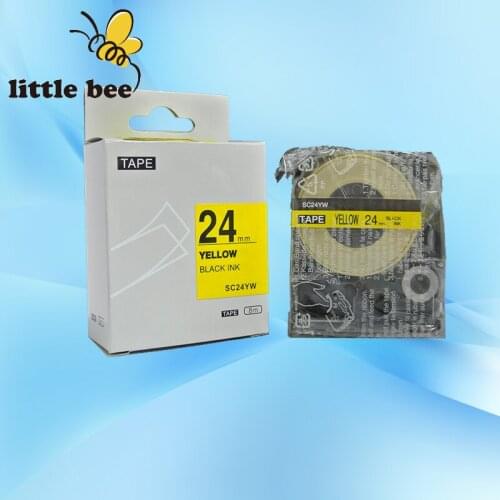 Free shipping tape 24mm black on yellow LC-6YBW compatible Epson/kingjim label tape for both tepra and labelworks printer