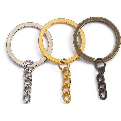 New 10pcs Key Chain Key Ring keychain Brass Rhodium Gold 20mm Long Round Split Keyrings Keychain Jewelry Making Wholesale DIY
