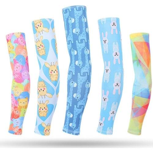 Breathable Dry Quick Arm Warmers For Kids Cartoon Printed Arm Sleeves Outdoor Sun UV Protection Arm Cover Cycling Running Riding
