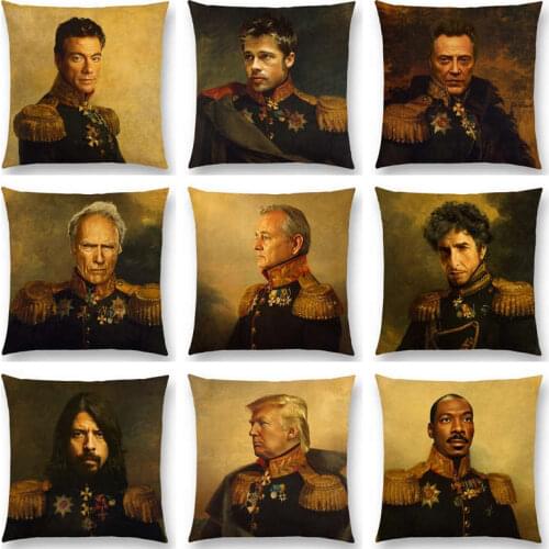 Hollywood Super Film Stars Uniform Gentleman Retro Military Dress Replaceface Prints Beautiful Cushion Cover Sofa Pillow Case
