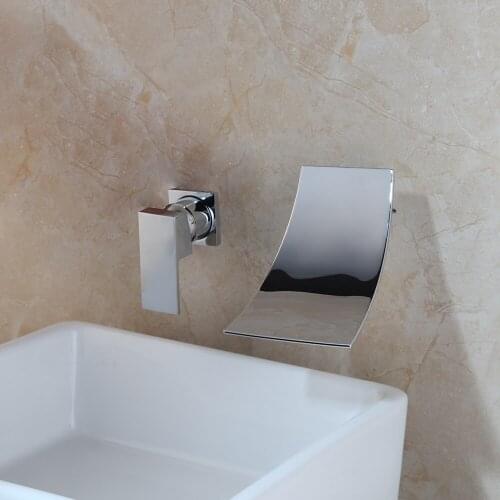 Chrome Waterfall Bathroom Shower Set Shower Faucet Modern Solid Brass Wall Mounted Bathtub Shower Set