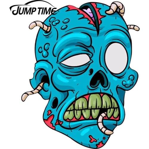 JumpTime 13cm X10.3cm Halloween Evil Zombie Head Dead Car Stickers Decal Vinyl Bumper Window Decals External Vinyl Fuel Tank Cap