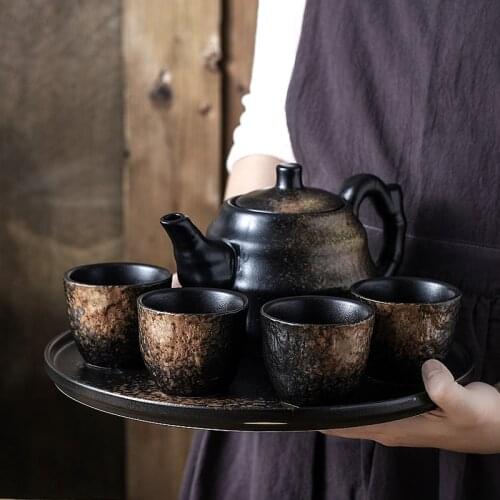 Ceramic Tea Set Retro-style Ceramic Tea Set Desktop Decoration/tea Cup/kettle Resistant/tea Set Accessories Home Decoration