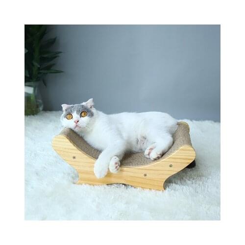 Corrugated Cat Scratching Board Solid Wood Corrugated Cat Bed Claw Sharpener Cat Toy Free Catnip Cat Nest