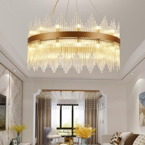 Ring glass rod LED chandeliers Living room dining room bedroom study lamp Business & office Lighting fixtures