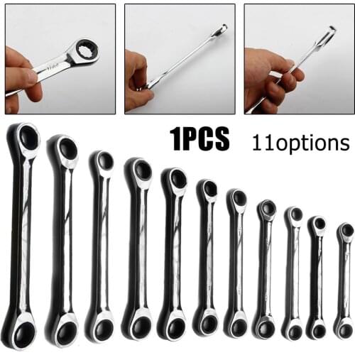 Double Head Ratchet Combination Wrenches Hand Tool Anti-slip Kitchen Sink Water Pipe Repair Nut Spanner Chrome coated