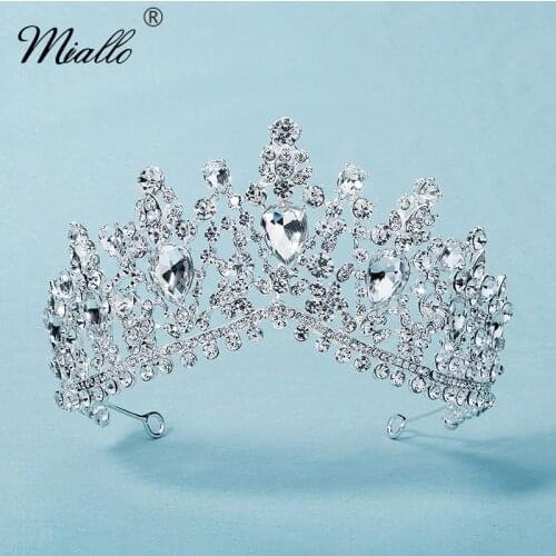 Miallo Crystal Crown Bridal Wedding Hair Accessories for Women Hair Jewelry Party Rhinsestone Tiaras and Crowns Bridesmaid Gift