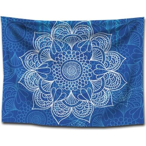 Beautiful Blue Mandala Flower Bohemia Tapestry for Livingroom Photography Wall Decor