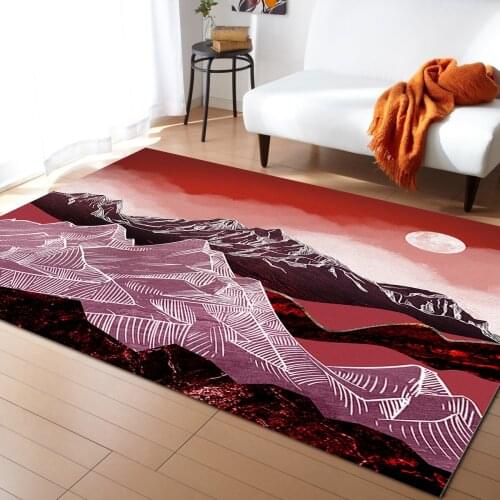 Red Mountain Moon Pattern Carpets for Living Room Bedroom Area Rug Kids Room Play Mat 3D Printed Home Large Carpet