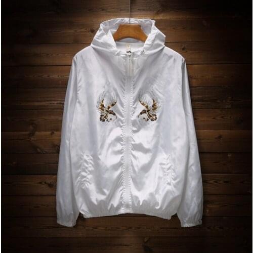 YuWaiJiaRen harajuku jacket men and women eagle print fashion hoodies thin zipper street windbreaker jackets for lover