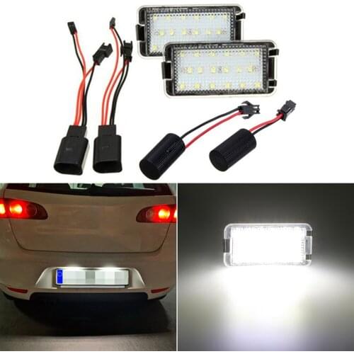 2Pcs Car LED Number License Plate Light Lamp No Error For Seat Ibiza 6L ab Altea Arosa Cordoba MK1 MK2 Leon Toledo III 2004-2009