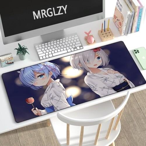 MRGLZY Anime Sexy Girl Mouse Pad Large XXL Kimono Rem Ram DeskMat Placemat Computer Gamer Gaming Peripheral Accessories MousePad