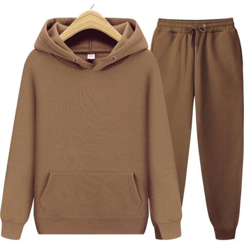 Solid Men Ladies Casual Wear Suit Sportswear Suit Hoodie+pants Autumn Winter Casual Clothing 2021 Hoodie Sweatshirts Mens Socia