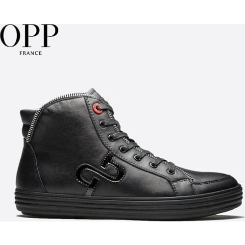OPP Men Boots Zip Genuine Leather Men Shoes Winter Zipper Boots Men Metal Style Shoes Ankle Boots For Men