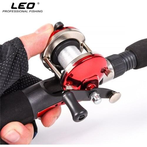 Wholesale Mini Fishing Drum Reel Right Hand with 50M Fishing Line Lake River Ice Fishing Reel 3.5:1 Speed Ratio 90g Red Blue