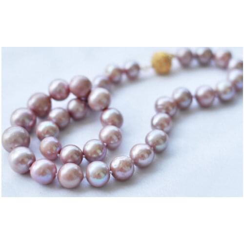 8-9MM Genuine Lavender akoya cultured pearl necklace Magnet Clasp Pearl Jewelry Rope Chain Necklace Pearl Beads Natural Stone