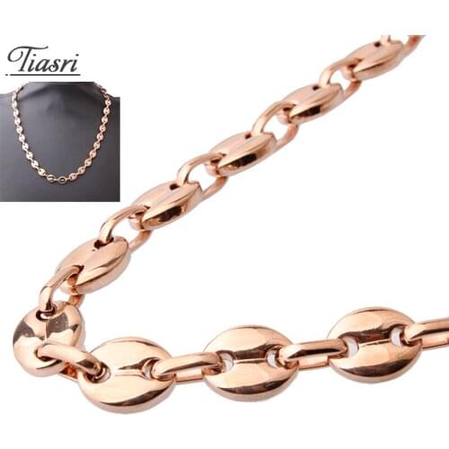 Tiasri Coffee Bean Necklaces Bracelets For Men Women High Quality Stainless Steel Choker Bohemian Style Jewelry Gift Choker 7mm