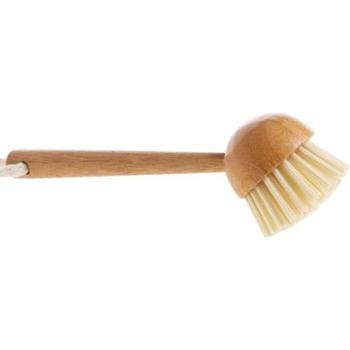 Dish Brush for Kitchen Bathroom with Nylon Bristles, Comfortable Grip Bamboo Handle, Cleaning Brush for Sink Pot Pans Dishes