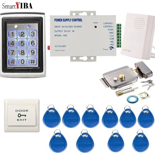 SmartYIBA Metal Waterproof Door Access Control System+10pcs RFID Keys Gate Opener Max Up to 2000 Users Password Door Lock Kits