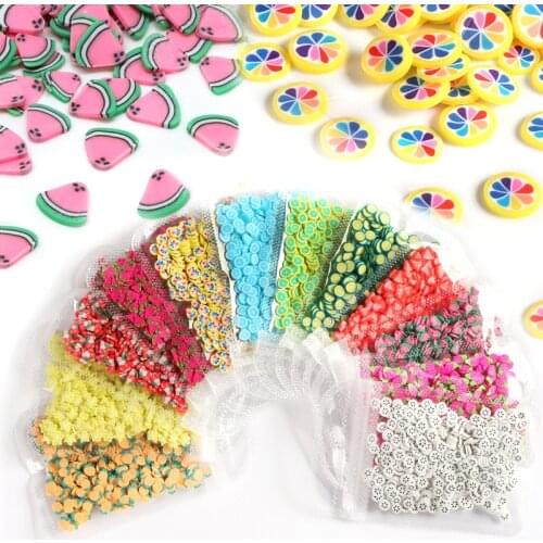Mixed Fruit Soft Clay Slices Polymer Clay Slime Filling Nail Art Cake Resin Epoxy Mold Filler Bag for Resin DIY Craft Making