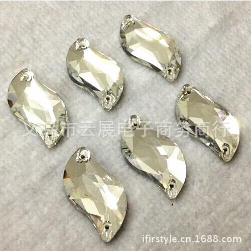 S Shape Crystal Clear Sewing Glass Stones 2Holes DIY Formal Dresses Decoration Accessaries