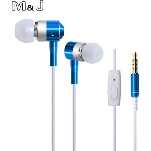 M&J Newest In Ear Stereo Earphone 3.5mm Headsets Wired Earphone With Microphone For Xiaomi Sumsang Huawei Ear Phone