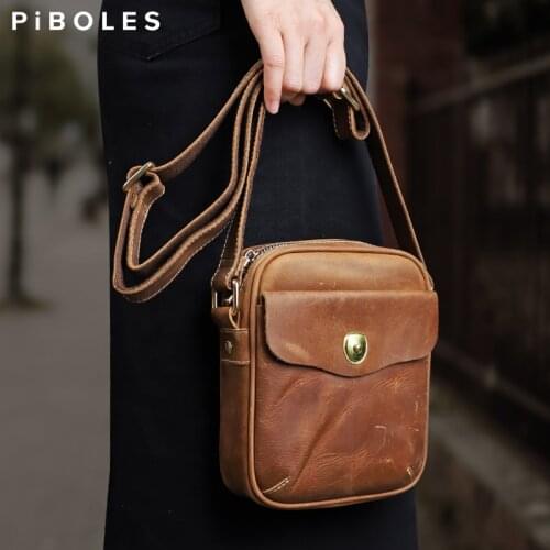 Mens Shoulder Bag Retro Genuine Leather Travel Sling Bag For Women Classic Multi-function Crossbody Messenger Bags