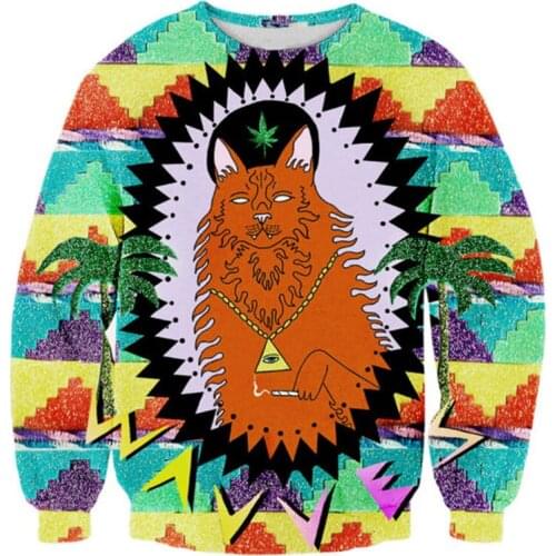 CJLM Harajuku Style 3D Sweatshirts Print Cartoon Wavves Cat Weed Funny Hoodies Autumn Casual Pullover Crewneck Sudaderas Hombre
