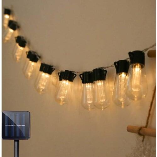 Solar Outdoor LED String Lights IP65 Waterproof G50 Retro Bulb 5M/20LEDs 3.5M /10LEDs Wedding Garden Cafe Decoration Lamp