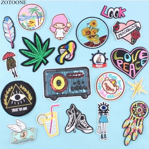 ZOTOONE Simple Art Heart Clothing Patch Stickers Embroidered Stripes on Clothes Patches for Clothes Badges Garment Applications