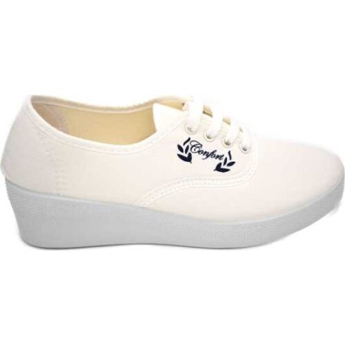 AEROBIC cord JAVER womens T-shirt canvas White Slipper high wedge