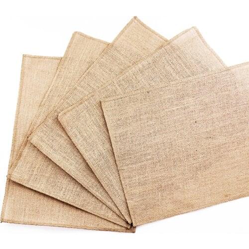 1pcs Burlap Table Mats Lace Placemats Sets Nature Jute Woven Tableware Mats Wedding Party Supply for Coffee Tea Pads Home Decor