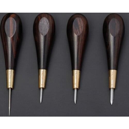 1pc Leather Stitching Awl Diamond Shape Ebony Blackwood & Brass Craft Tool Hand Sewing Awl DIY Stitcher Taper 2022 New