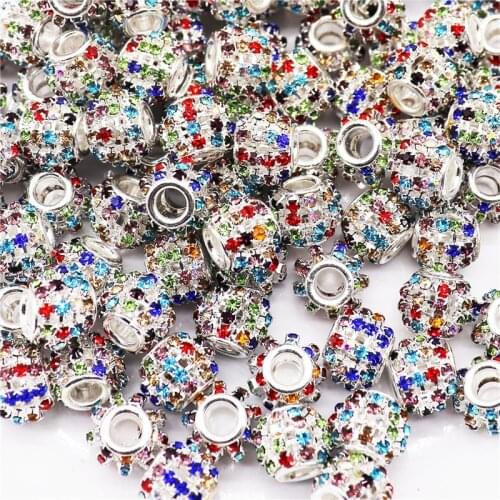 10Pcs Colorful Crystal Glass Murano Charm Big Hole Ball Beads for Women DIY Craft Jewelry Making Bulk Chain Necklace Bracelet