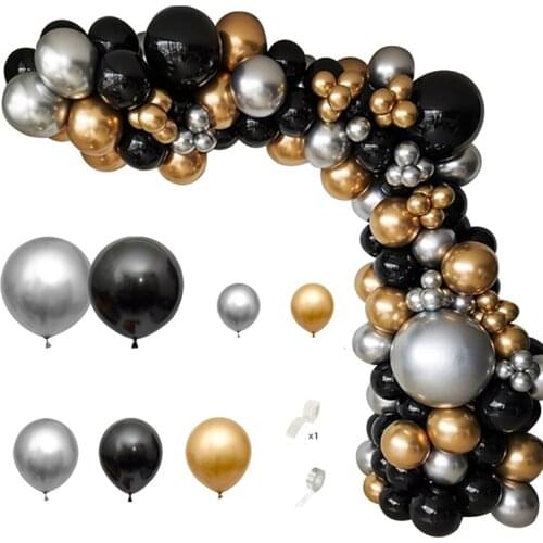 LUDA 110Pcs Balloon Arch Garland Kit Chrome Gold Latex Black Balloons Wedding Hawaiian Party Birthday Balloons Globos Decor
