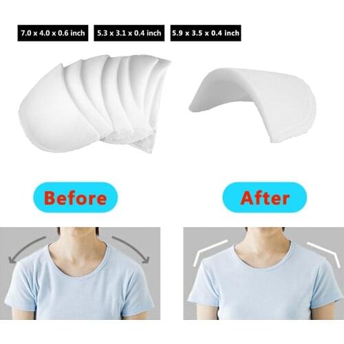 4 Pair Soft Foam Padded Shoulder Push-up Cushions Reusable Self-Adhesive Shoulder for Blazer T-Shirt Clothes Sewing Accessories