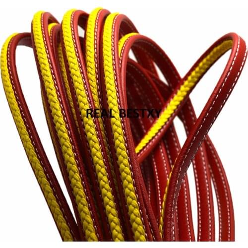 5m/lot approx 8*5mm red yellow Leather Cord For DIY Men Bracelet Jewelry Making Flat Braid Cord Accessories Findings Handmade
