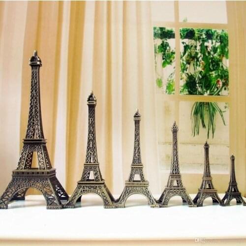 8cm-60cm Antiques Bronze Retro Paris Eiffel Tower Home Decor Table Ornament Statue Metal Steel