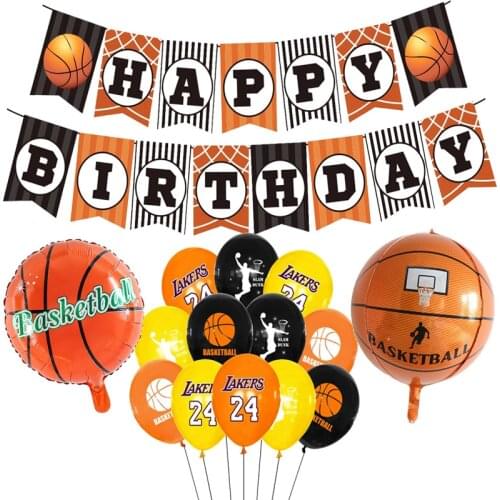 1set Basketball Theme Birthday Party Supplies Balloons Banner Cool Sports Boys Game Globos Happy Birthday Party Decor For Fans