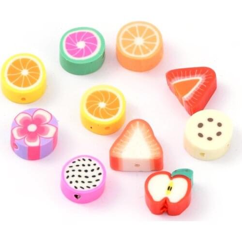 100Pcs/Lot 10MM Orange Lemon Fruits Beads Handmade Polymer Clay Bead Spacer For Necklace Bracelet DIY Jewelry Making Findings