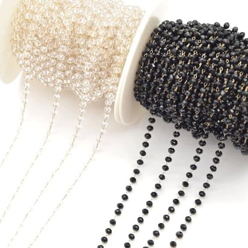 1 Meter Beaded Chain Imitation Crystal Chain Copper Necklace Link Chain For DIY Handmade Accessories Jewelry Findings Components